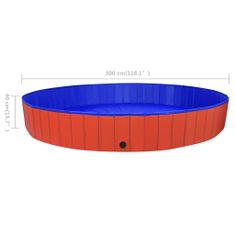 Greatstore Zložljiv bazen za pse rdeč 300x40 cm PVC