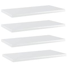 Vidaxl Dodatne police za omaro 4 kosi visok sijaj bele 40x20x1,5 cm