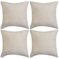 Vidaxl Prevleke za Blazine 4 kosi 50x50 cm Poliester Umetni Semiš Bež