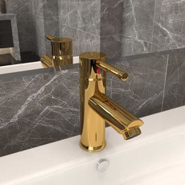 Vidaxl vidaXL Umivalniška pipa zlata barva 130 x 176 mm