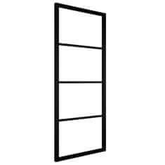 Vidaxl Drsna vrata iz aluminija in ESG stekla 76x205 cm črna