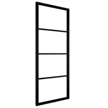 Vidaxl Drsna vrata iz aluminija in ESG stekla 76x205 cm črna