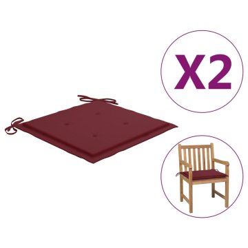 Vidaxl Blazine za vrtne stole 2 kosa vinsko rdeče 50x50x4 cm oxford
