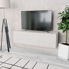 Vidaxl TV omarica iverna plošča 120x40x34 cm visok sijaj bela