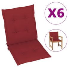 Vidaxl Blazine za vrtne stole 6 kosov vinsko rdeče 100x50x3 cm oxford