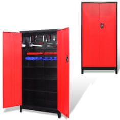 Vidaxl Omara za orodje z 2 vrati jeklo 90x40x180 cm črna in rdeča