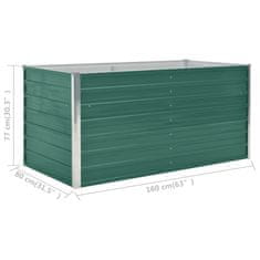Vidaxl Dvignjeno cvetlično korito 160x80x77 cm pocinkano jeklo zeleno