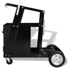 Greatstore Varilni voziček s 4 predali črne barve
