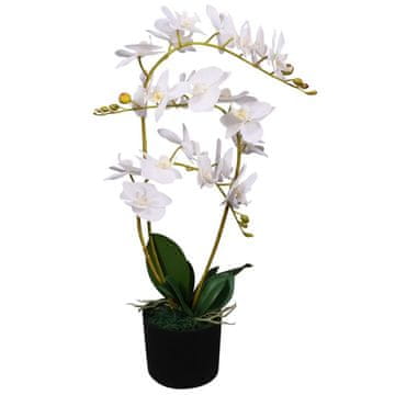 Vidaxl Umetna rastlina orhideja v loncu 65 cm bela