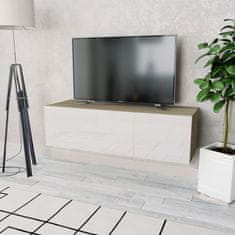 Vidaxl TV omarica iverna plošča 120x40x34 cm visok sijaj bela in hrast