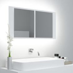 Greatstore LED kopalniška omarica z ogledalom bela 90x12x45 cm