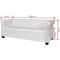 Vidaxl Chesterfield kavč dvosed in trosed um. usnje bele barve