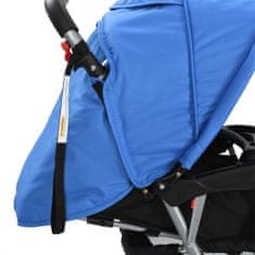 shumee Dvojni otroški voziček jeklen modre in črne barve