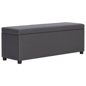 Vidaxl Klop s prostorom za shranjevanje 116 cm sivo umetno usnje