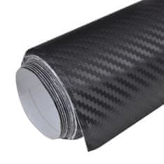 Vidaxl Vinilna folija za avto iz ogljikovih vlaken 3D črna 152x500 cm
