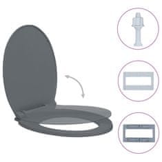 Greatstore WC deska s počasnim zapiranjem siva ovalna