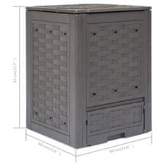 Greatstore Vrtni kompostnik 2 kosa rjave barve 60x60x83 cm 600 L