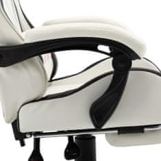 Greatstore Racing stol z oporo za noge črno in belo umetno usnje