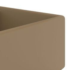 Vidaxl Razkošen umivalnik kvadraten mat krem 41x41 cm keramika