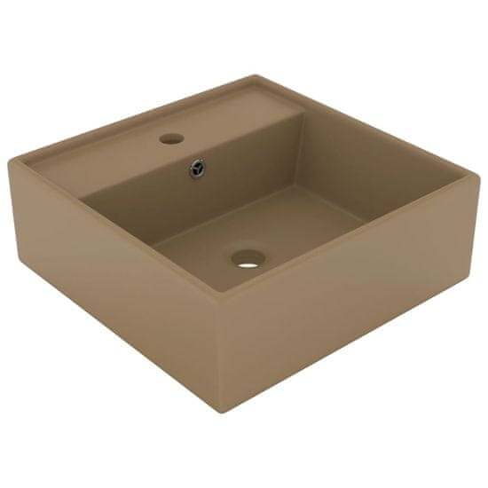 Vidaxl Razkošen umivalnik kvadraten mat krem 41x41 cm keramika