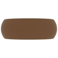 Vidaxl Razkošen umivalnik okrogel mat krem 40x15 cm keramičen