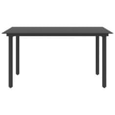 Vidaxl Vrtna jedilna miza črna 150x80x74 cm jeklo in steklo