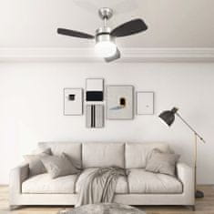 Vidaxl Stropni ventilator z lučjo in daljincem 76 cm temno rjav