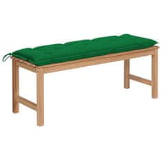 Vidaxl Vrtna klop z zeleno blazino 120 cm trdna tikovina