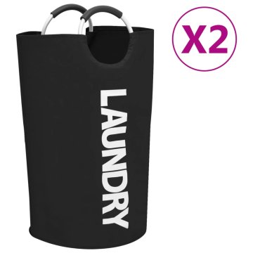 Vidaxl Koš za sortiranje perila 2 kosa črn