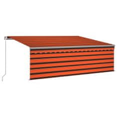 Vidaxl Ročno zložljiva tenda s senčilom 4x3 m oranžna in rjava