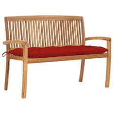 Vidaxl Vrtna klop z blazino 128,5 cm trdna tikovina