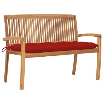 Vidaxl Vrtna klop z blazino 128,5 cm trdna tikovina