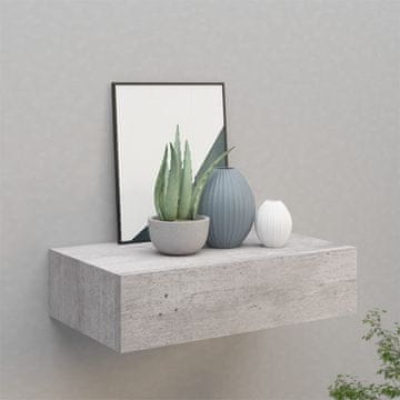 Vidaxl vidaXL Stenska polica s predalom betonsko siva 40x23,5x10 cm MDF
