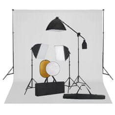 Vidaxl Foto studijski komplet s softboxi, ozadjem in odbojnikom