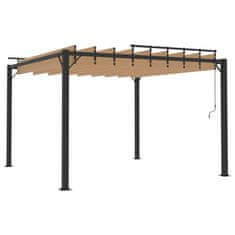 Vidaxl Paviljon z rešetkasto streho 3x3 m taupe blago in aluminij