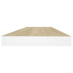 Vidaxl Stenska polica barva hrasta in bela 60x23,5x3,8 cm MDF