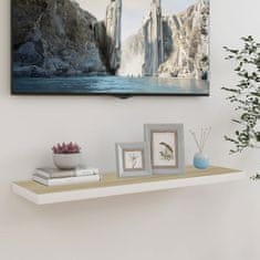 Vidaxl Stenska polica barva hrasta in bela 100x23,5x3,8 cm MDF