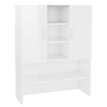 Vidaxl Omara za pralni stroj visok sijaj bela 70,5x25,5x90 cm