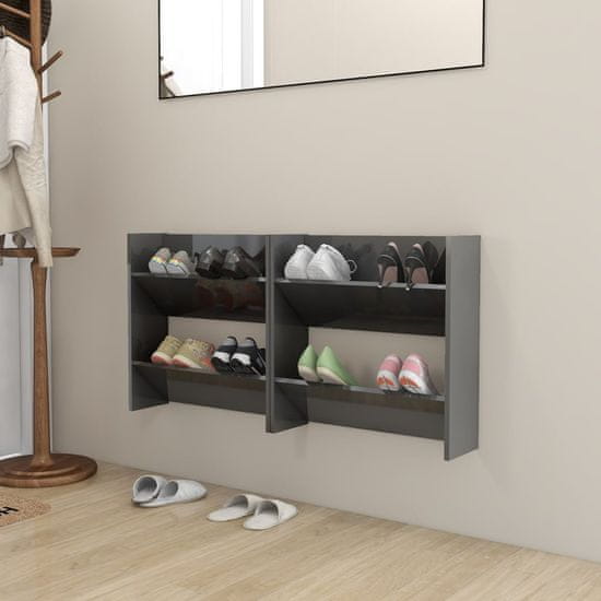 Vidaxl Stenska omara za čevlje 2 kosa siva 60x18x60 cm iverna plošča