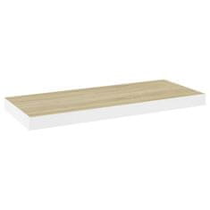 Vidaxl Stenska polica barva hrasta in bela 60x23,5x3,8 cm MDF