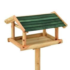 Vidaxl Krmilnica za ptice s stojalom 37x28x100 cm trden les jelke