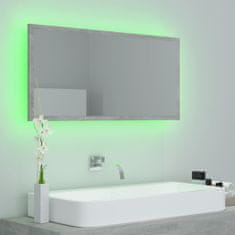 Greatstore LED kopalniško ogledalo betonsko sivo 90x8,5x37cm iverna plošča