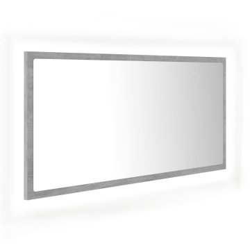 Vidaxl LED kopalniško ogledalo betonsko sivo 90x8,5x37 cm akril