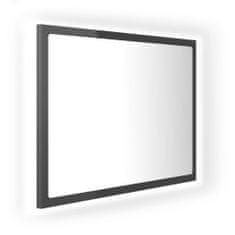 Greatstore LED kopalniško ogledalo visok sijaj sivo 60x8,5x37 cm