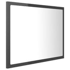 Greatstore LED kopalniško ogledalo visok sijaj sivo 60x8,5x37 cm