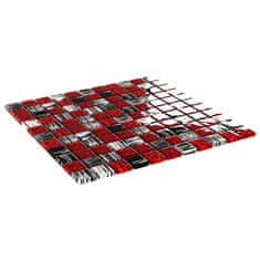 Vidaxl Mozaik ploščice 22 kosov črne in rdeče 30x30 cm steklo