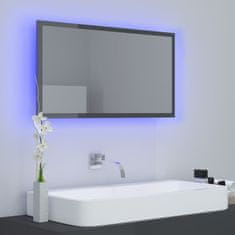Vidaxl LED kopalniško ogledalo visok sijaj sivo 80x8,5x37 cm