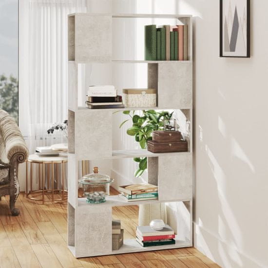 Vidaxl Knjižna omara za razdelitev prostora betonsko siva 80x24x155 cm