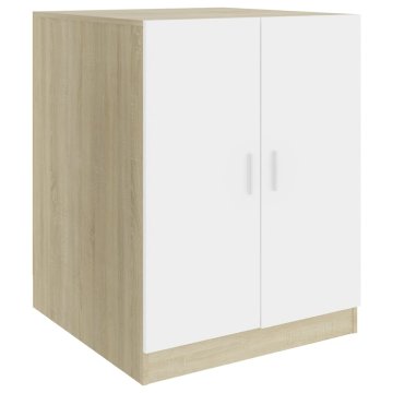 Vidaxl Omara za pralni stroj bela in sonoma hrast 71x71,5x91,5 cm