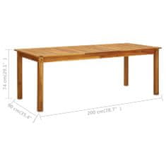 shumee Vrtna miza 200x90x74 cm trden akacijev les